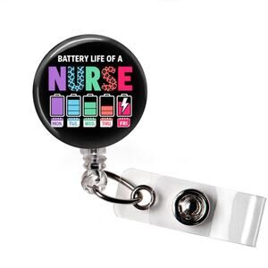 Badge Reel Funny Nurse Life Battery Life Retractable ID Name Holder